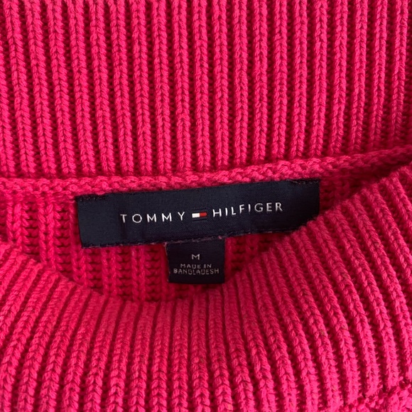 Tommy Hilfiger Womens Pink Cable Knit Boat Neck Pullover Sweater Size M - Picture 2 of 5